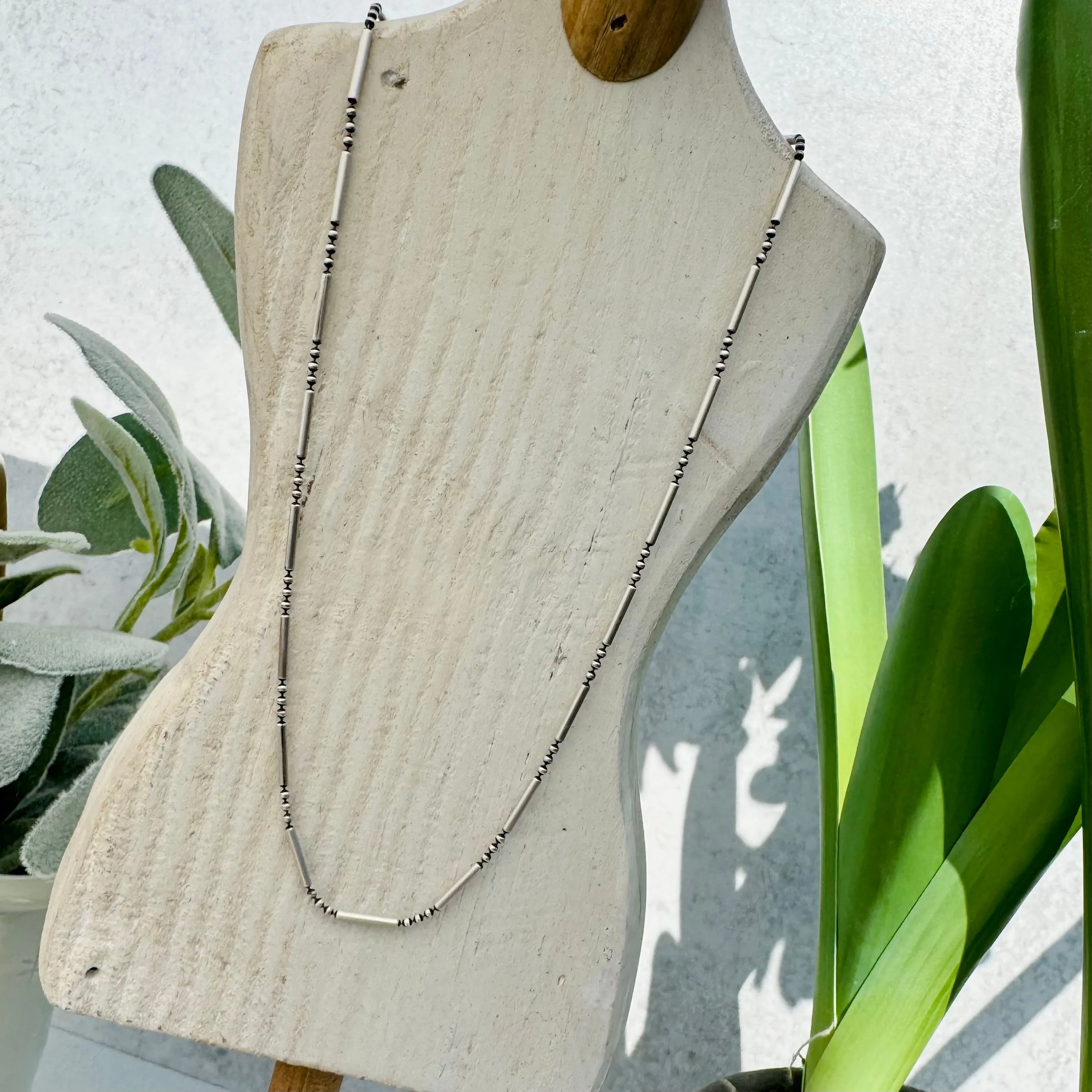 Sterling Silver Thin Beaded Necklace
