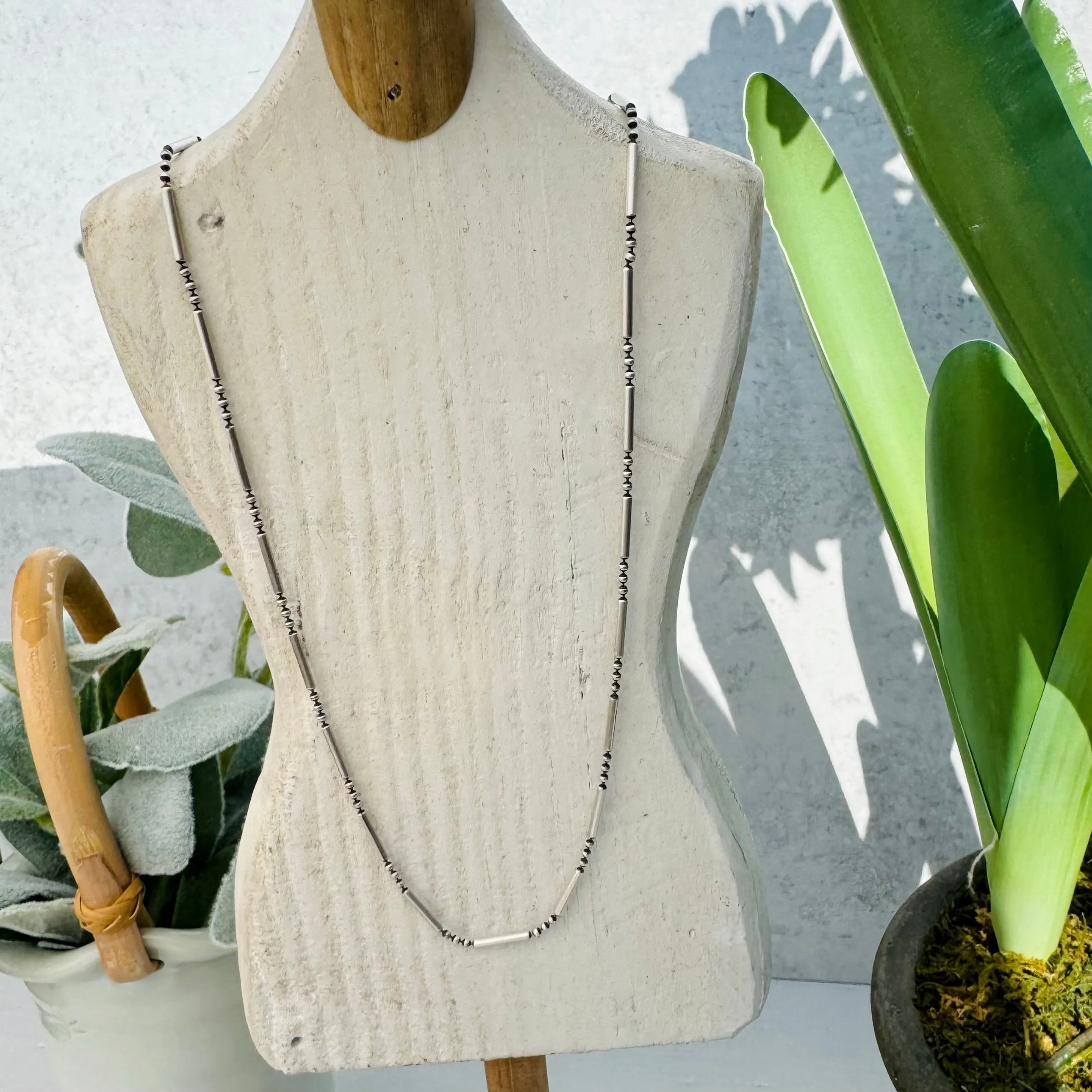 Sterling Silver Thin Beaded Necklace