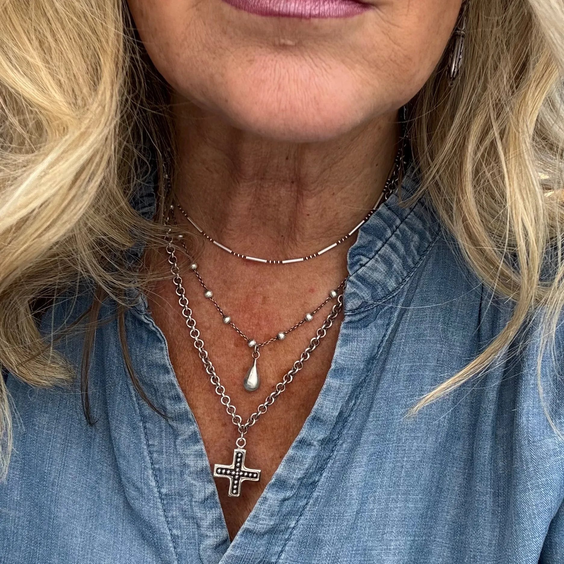 Sterling Silver Thin Beaded Necklace