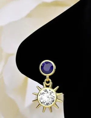 sun nose stud – gold dangle nose ring for stylish piercings