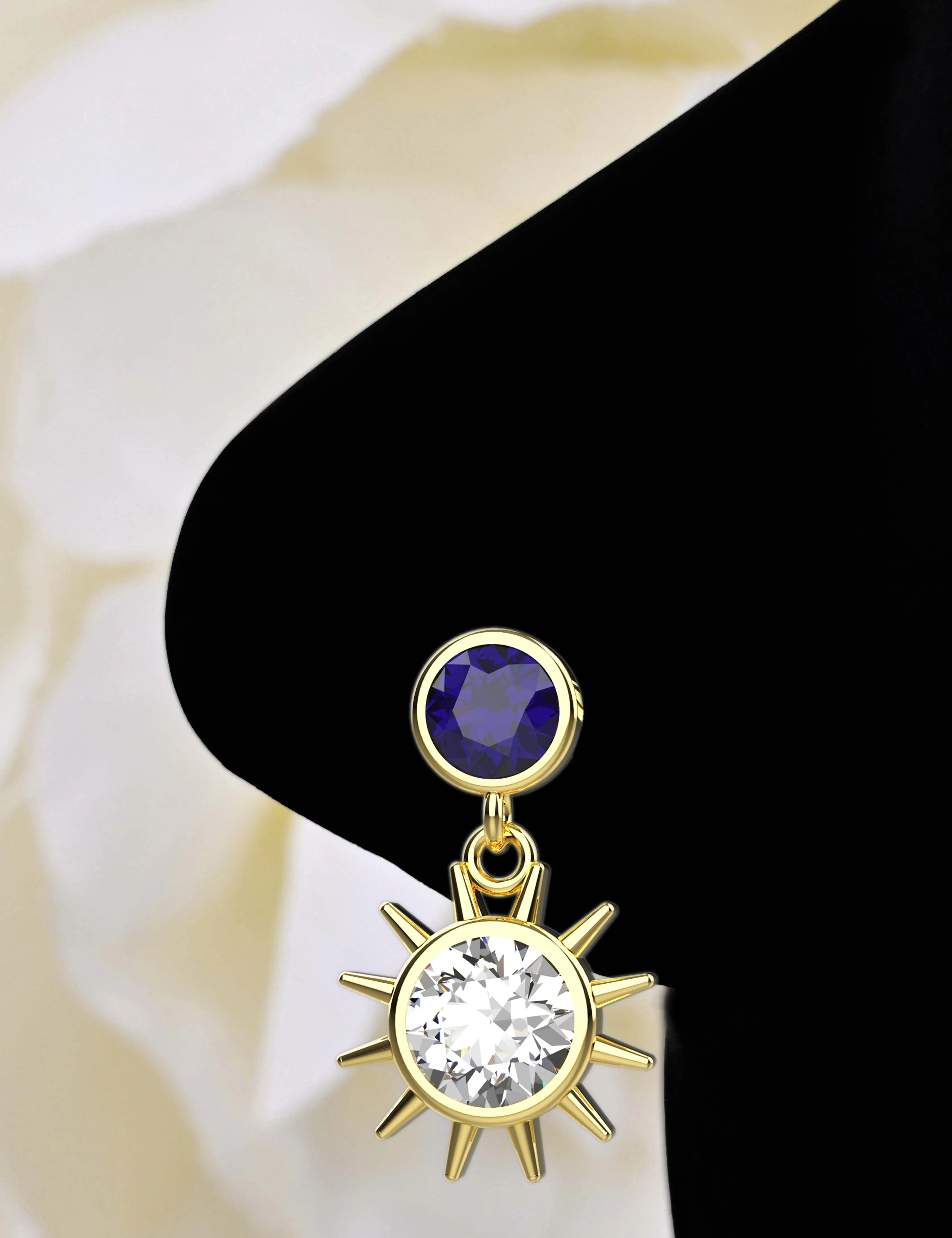 sun nose stud – gold dangle nose ring for stylish piercings