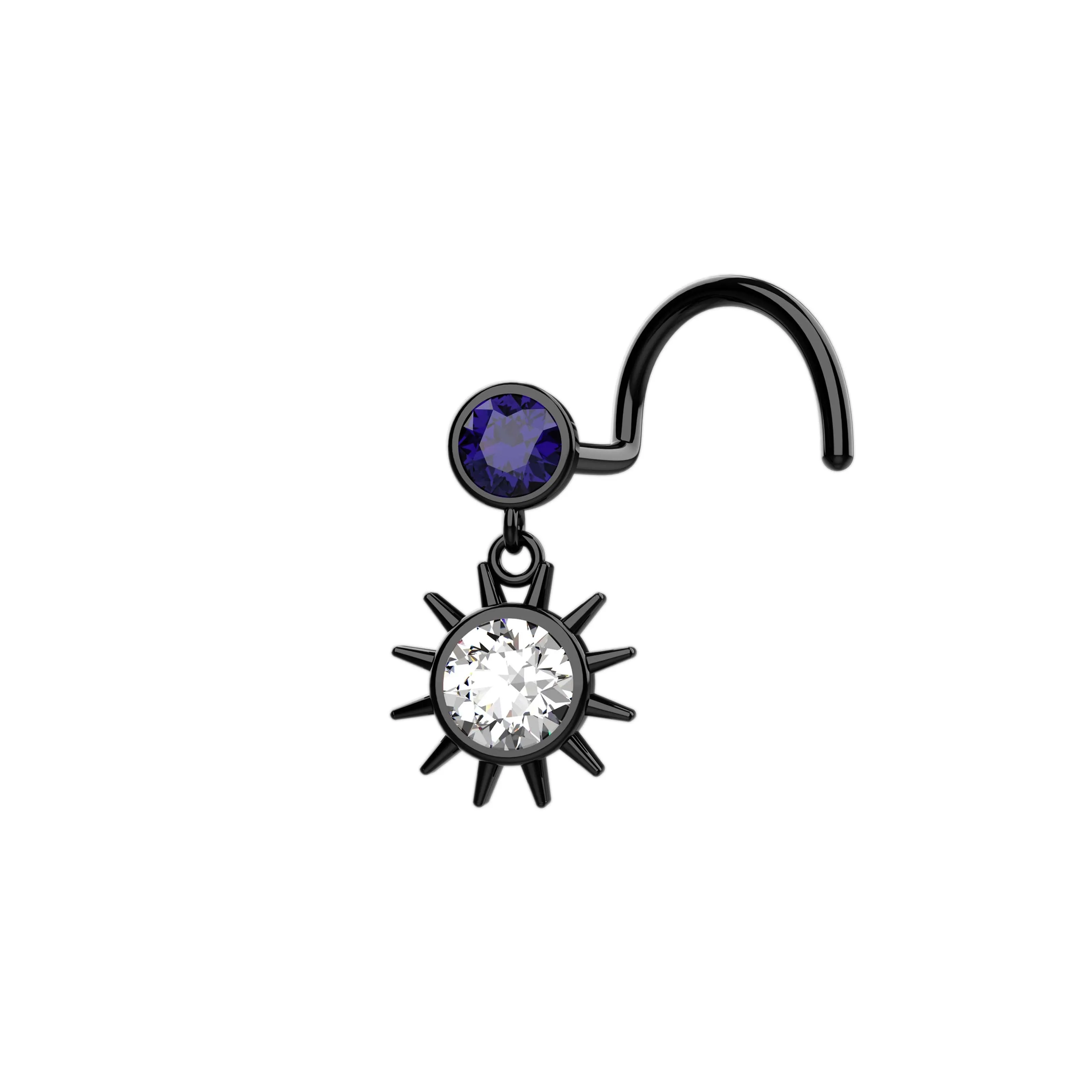 sun nose stud – gold dangle nose ring for stylish piercings