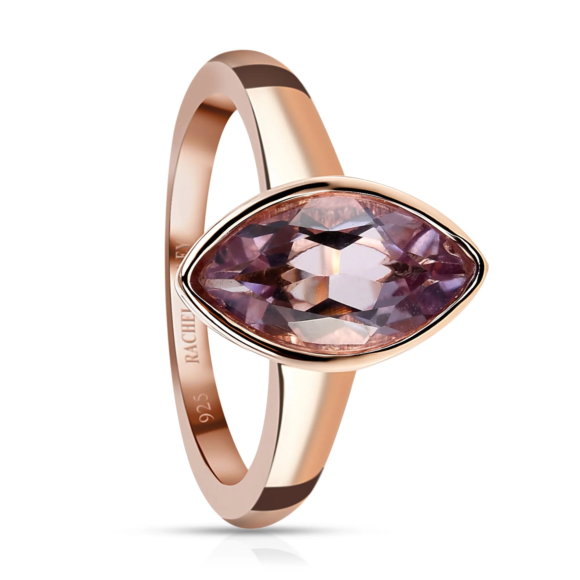 Surf Moon Ring with Pink Amethyst