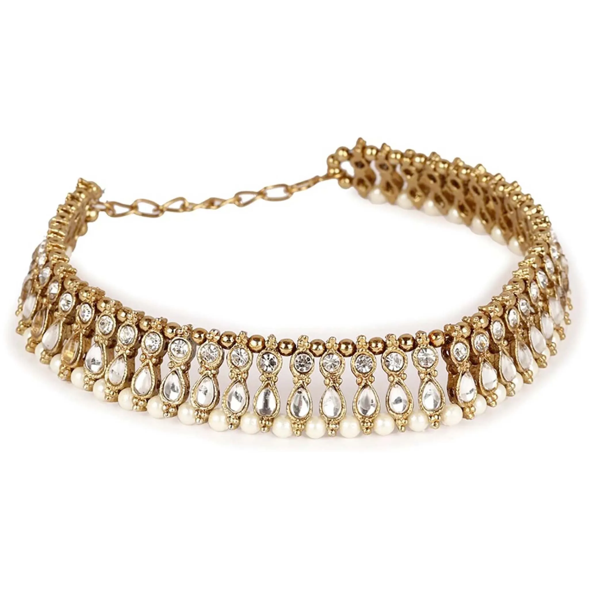 Traditional Heavy Pearl Kundan Bridal Anklets. Alloy Anklet (Pack of 2)
