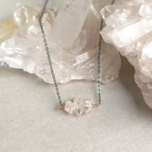 Tula Necklace - 14k Gold-Fill, Oxidized Silver   Herkimer Diamond