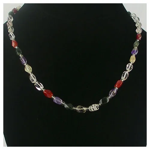 Twist Rainbow Rutilated Quartz Rock Crystal Necklace Bracelet Set