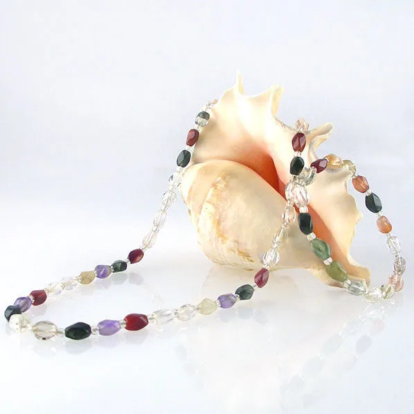Twist Rainbow Rutilated Quartz Rock Crystal Necklace Bracelet Set