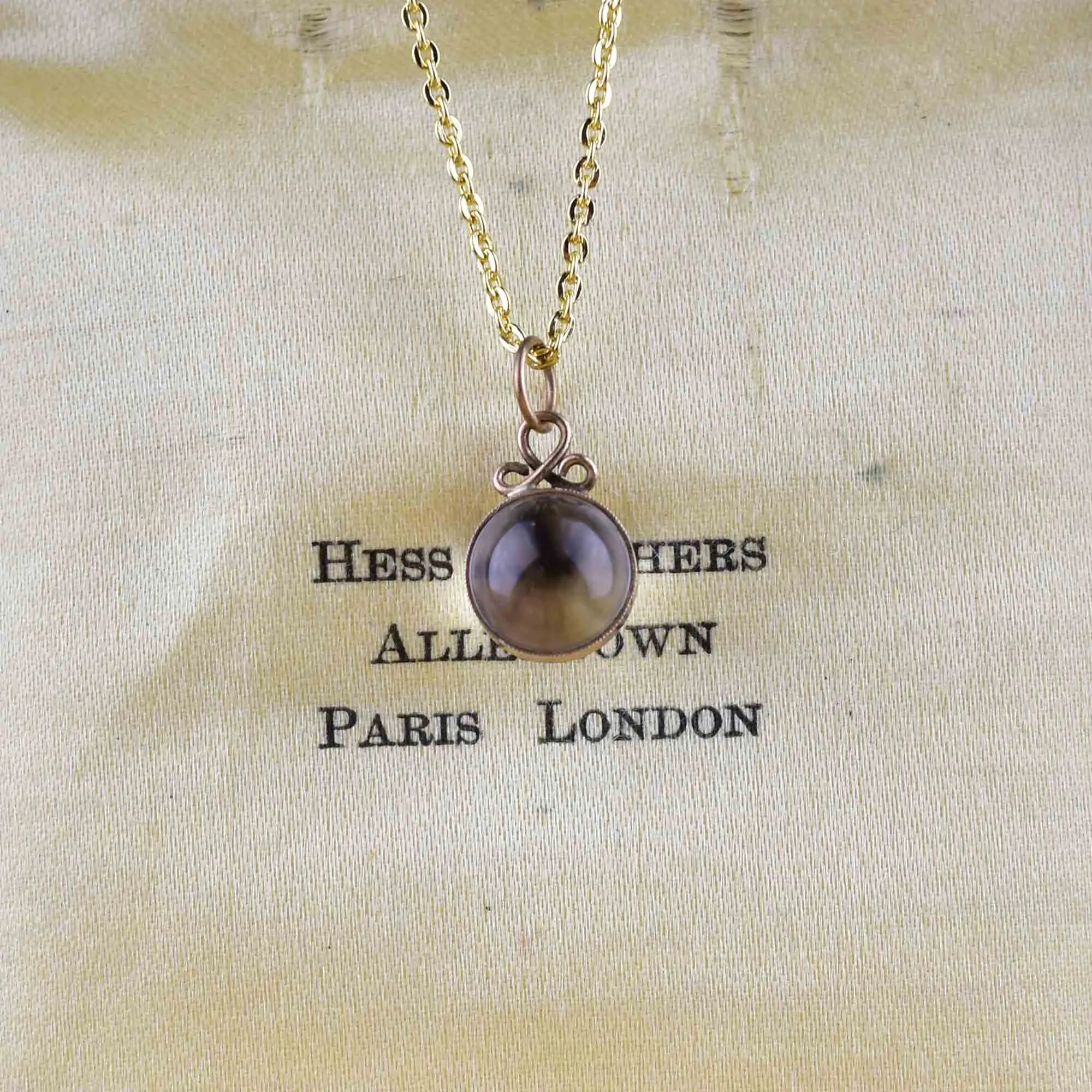 Vintage Gold Banded Pools of Light Orb Pendant Necklace