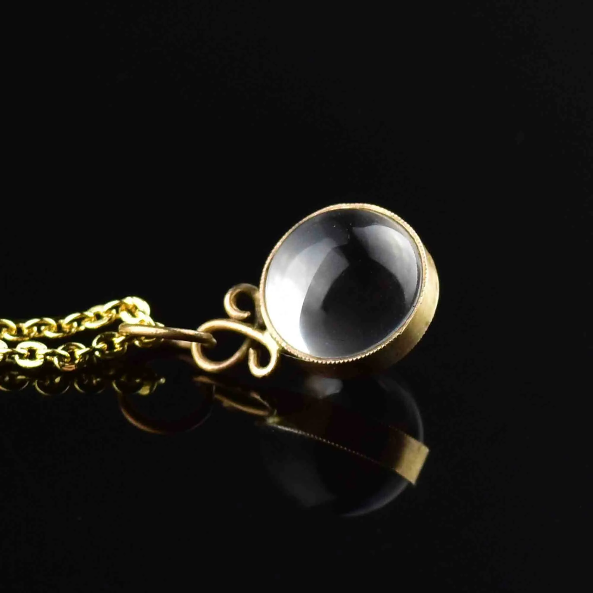 Vintage Gold Banded Pools of Light Orb Pendant Necklace