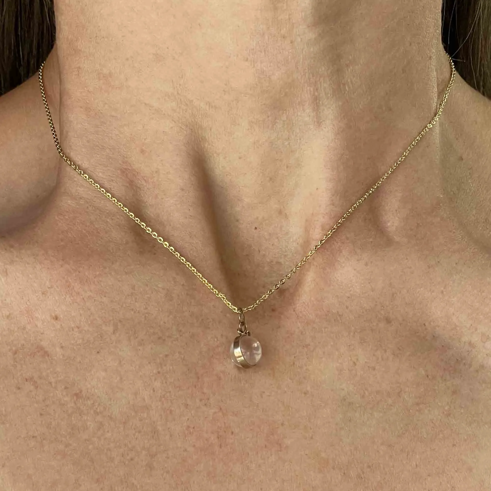 Vintage Gold Banded Pools of Light Orb Pendant Necklace