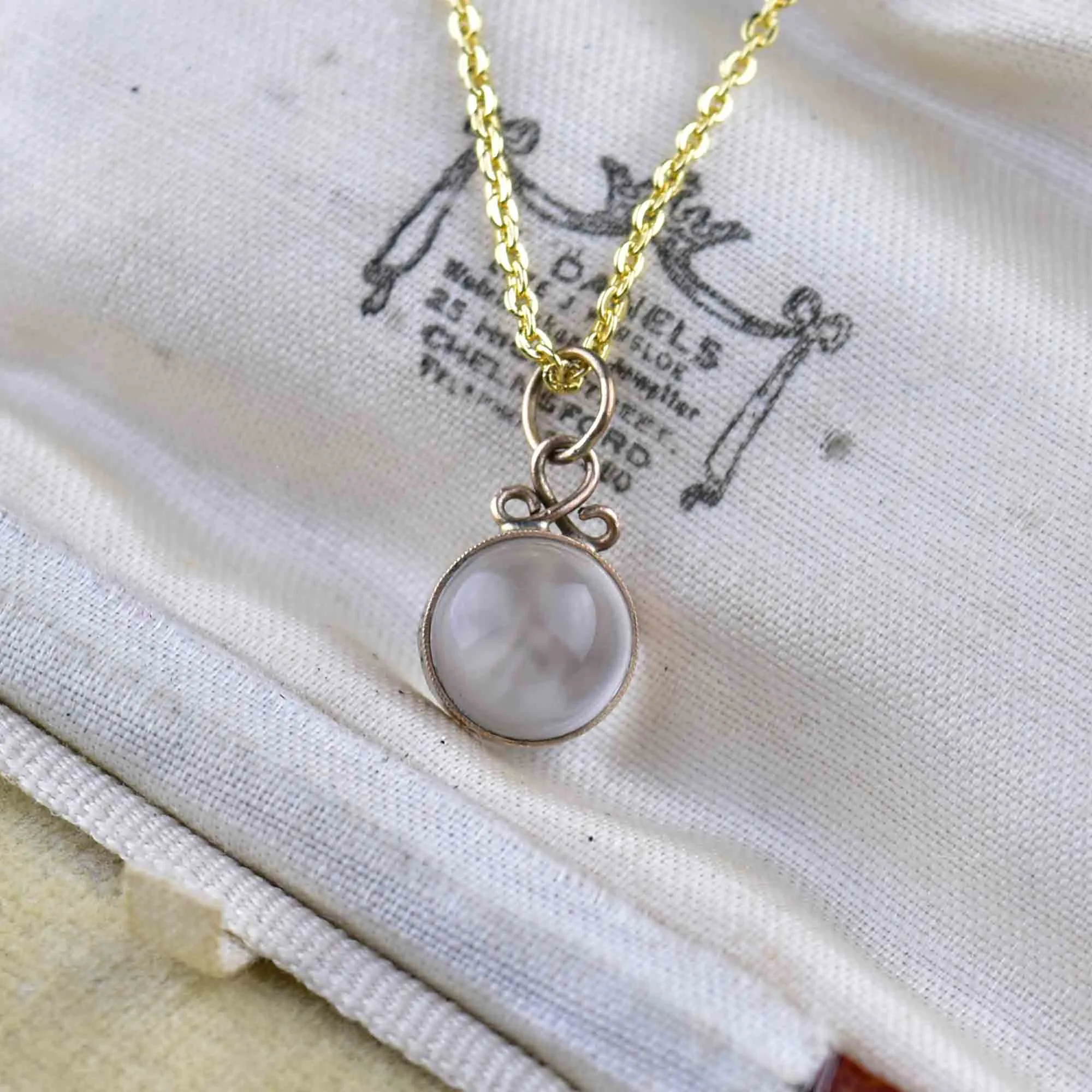 Vintage Gold Banded Pools of Light Orb Pendant Necklace