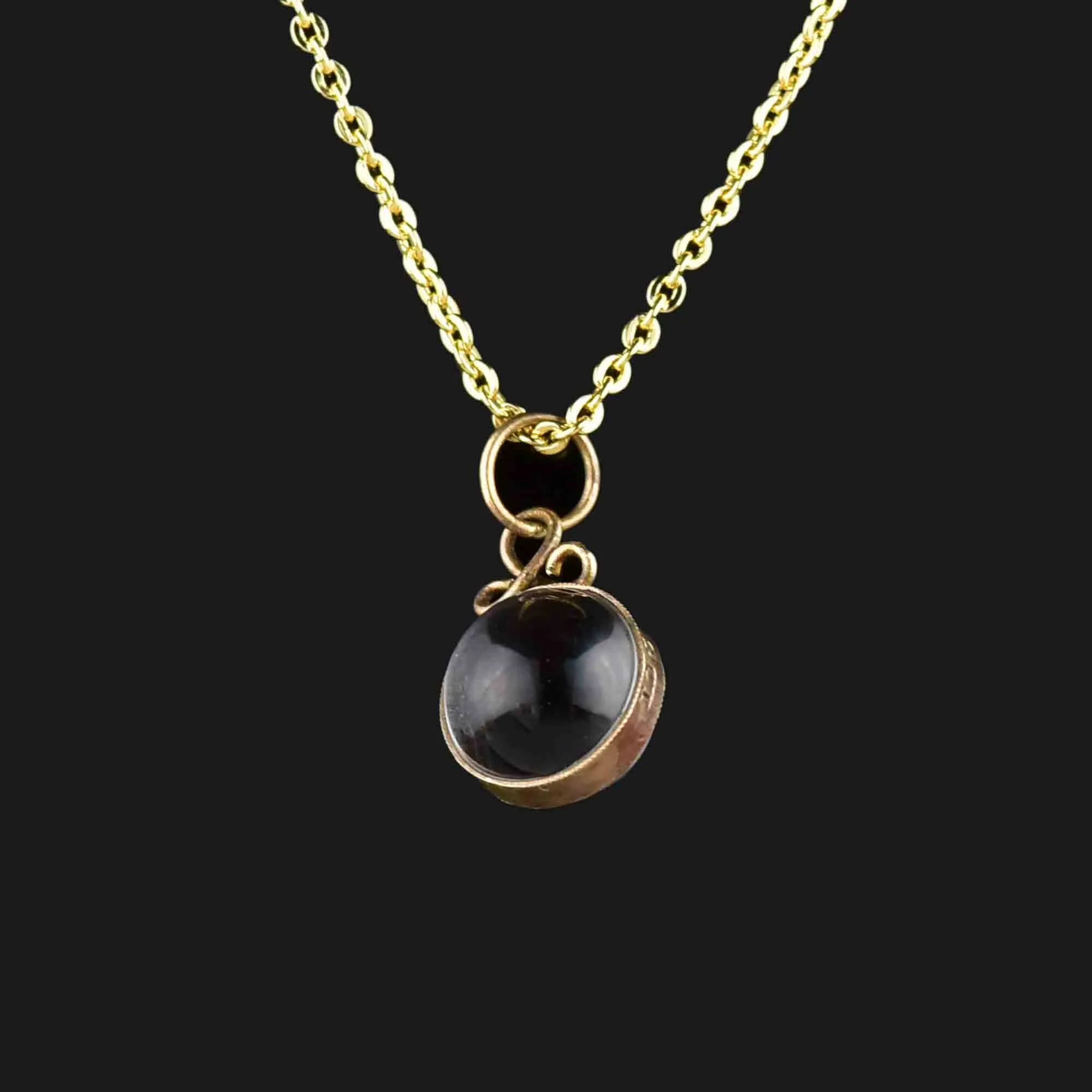Vintage Gold Banded Pools of Light Orb Pendant Necklace