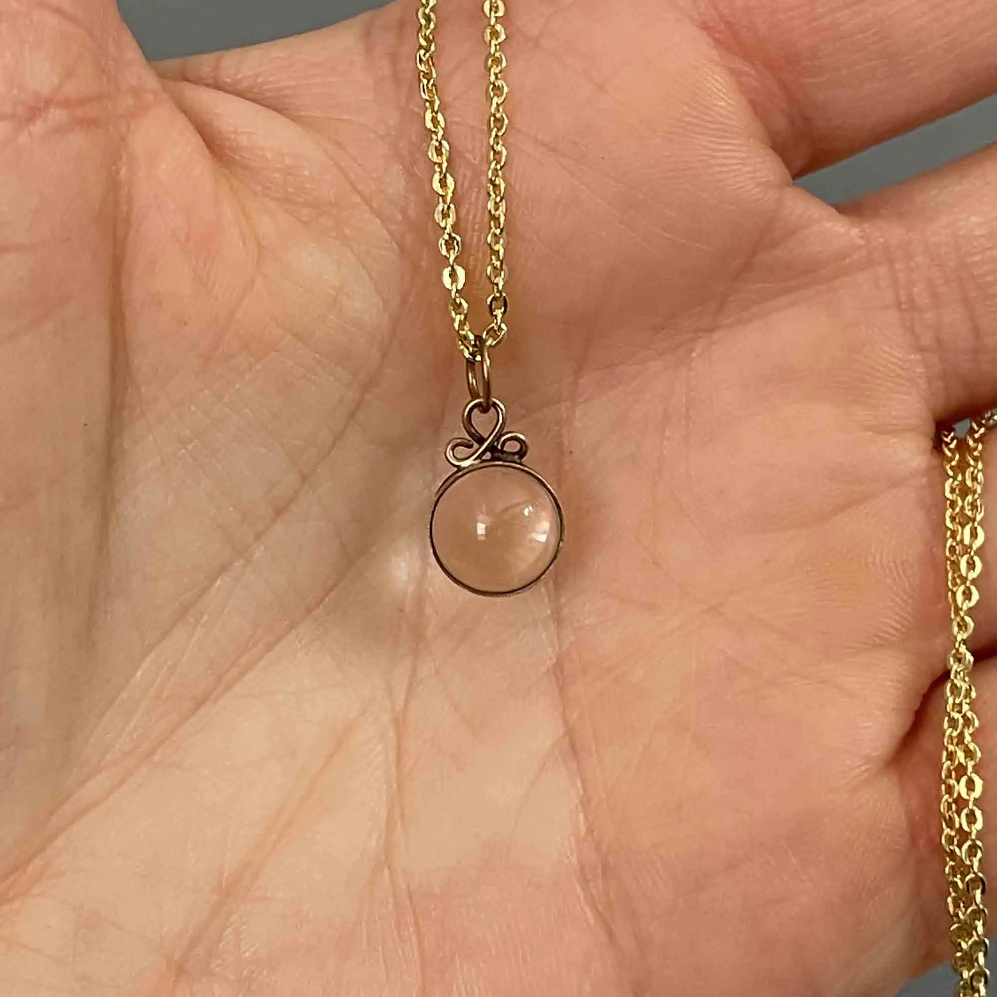 Vintage Gold Banded Pools of Light Orb Pendant Necklace