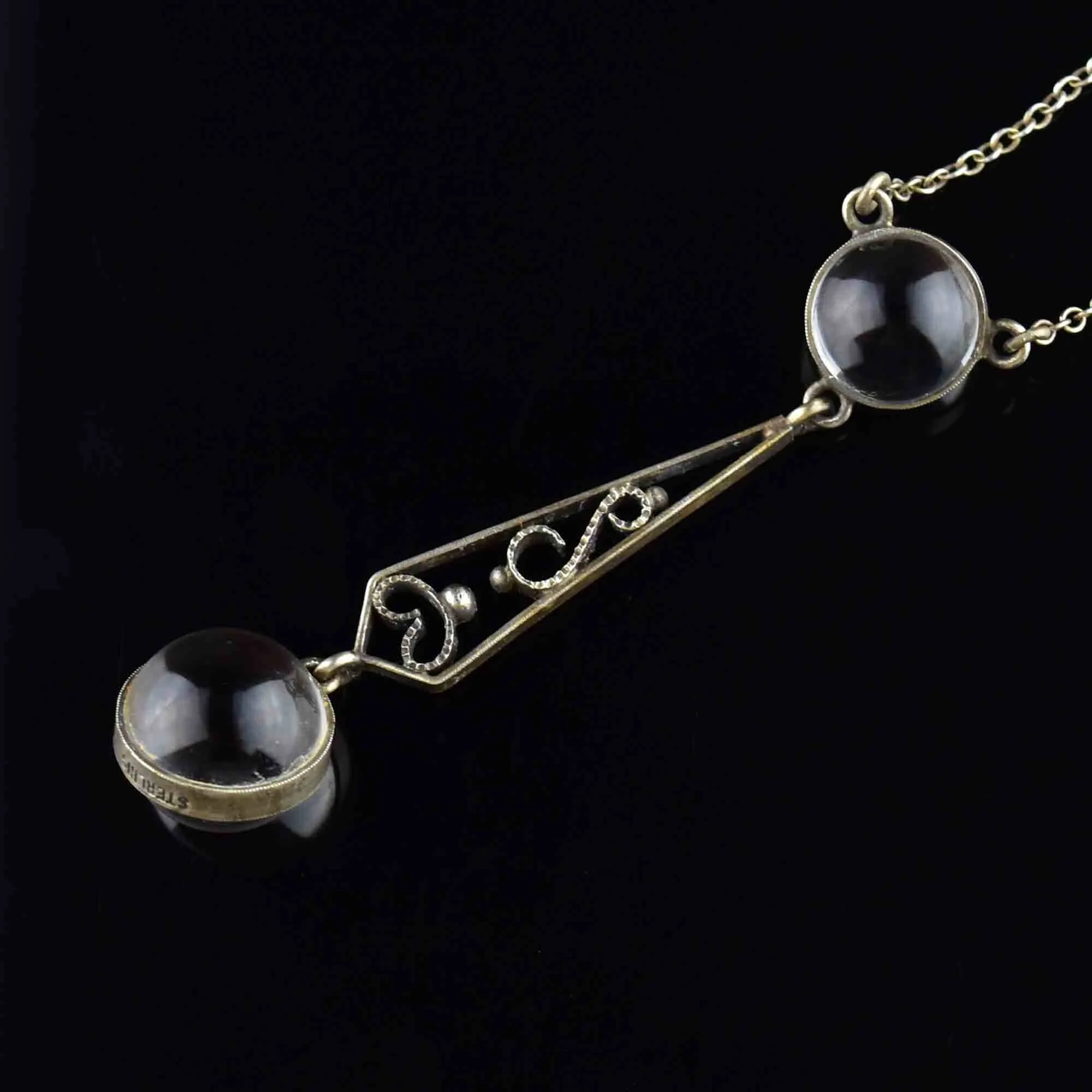 Vintage Silver Art Deco Pools of Light Necklace