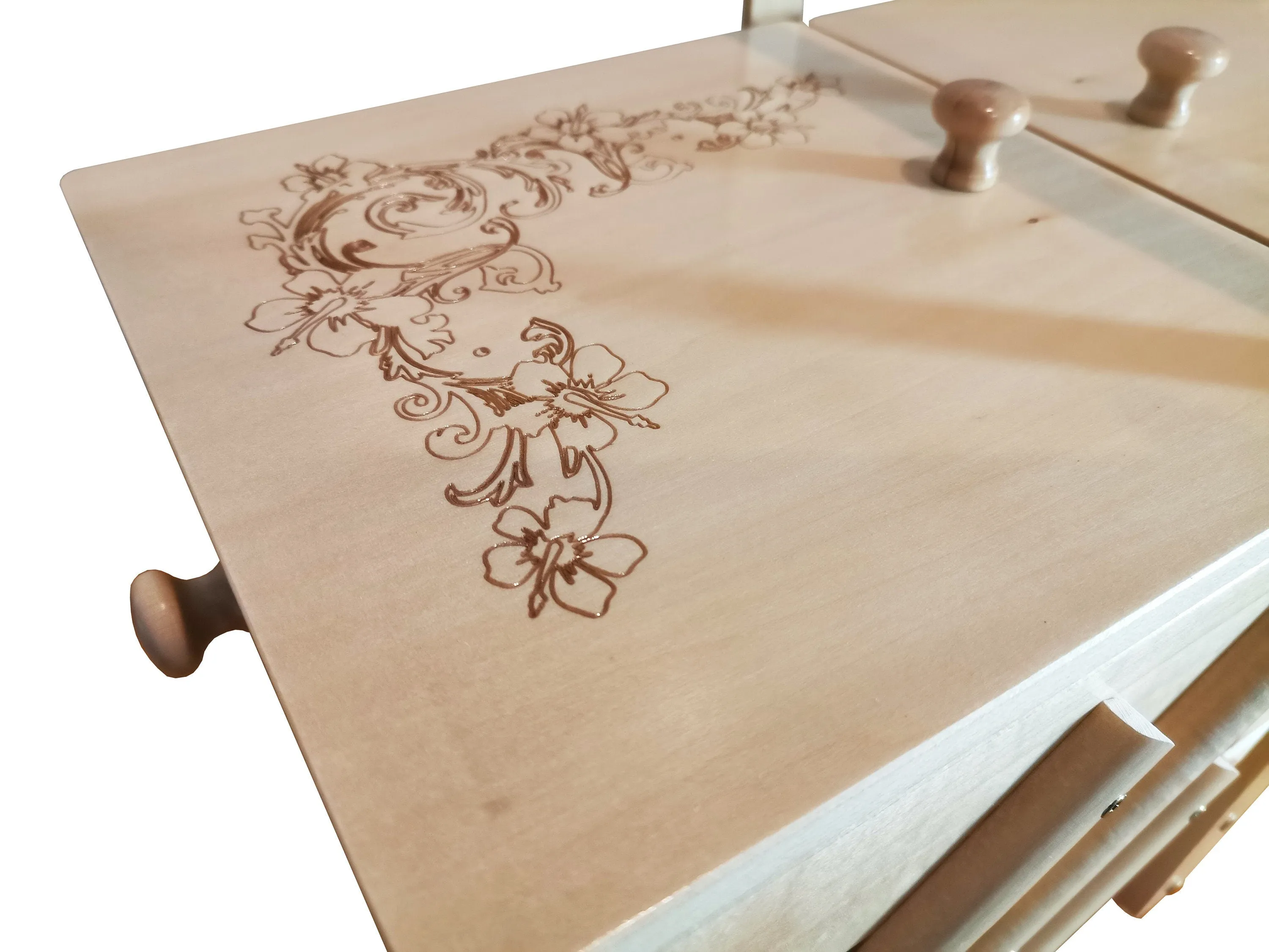 Wooden sewing box, wood sewing box with floral motive, large jewellery casket, storage box, sewing accordion box, ornamental, woman gift