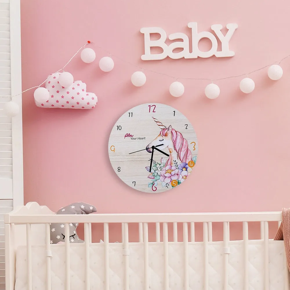 Wooden Unicorn Clock